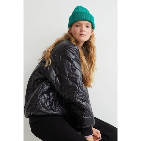 Padded Oversized Jacket H&M Quilted New Black - Picture 2 of 5